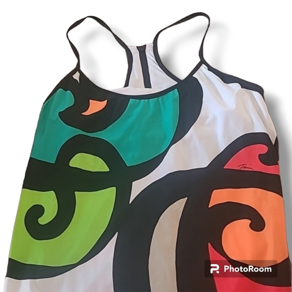 Trina Turk Pop Wave Multicolor Short Tank Racerback Coverup Dress - Picture 3 of 8